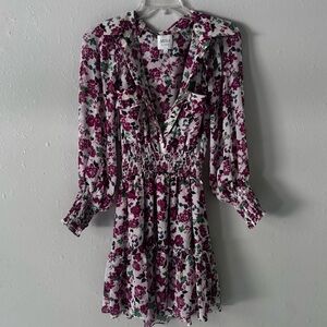 Misa rose floral ruffle mini dress